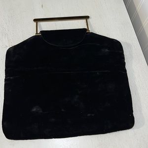 Incredible crushed black velvet vintage clutch or satchel + coin purse